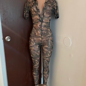 SUPER SALE Mesh Camouflage Jumpsuit
